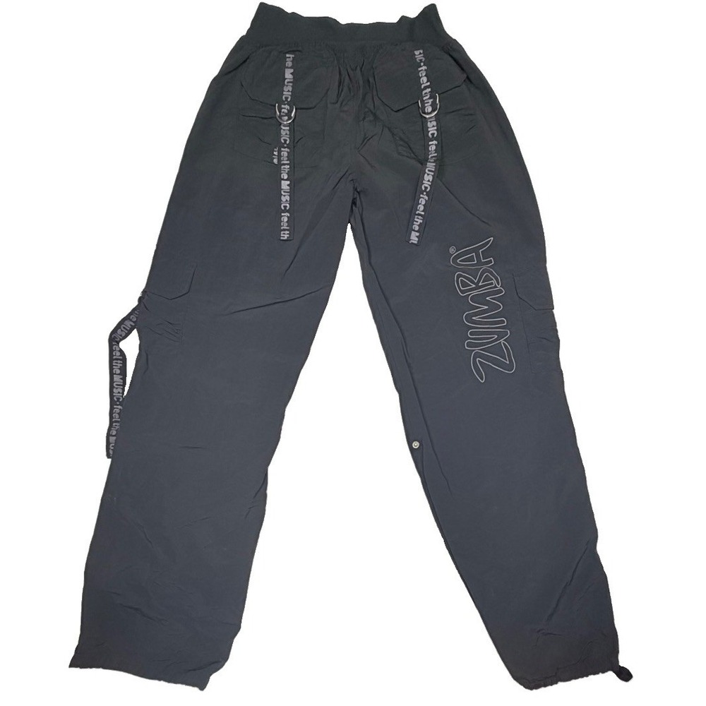 Zumba Feel the Music Cargo Pants Women's Large Black Convertible Dance Nylon
